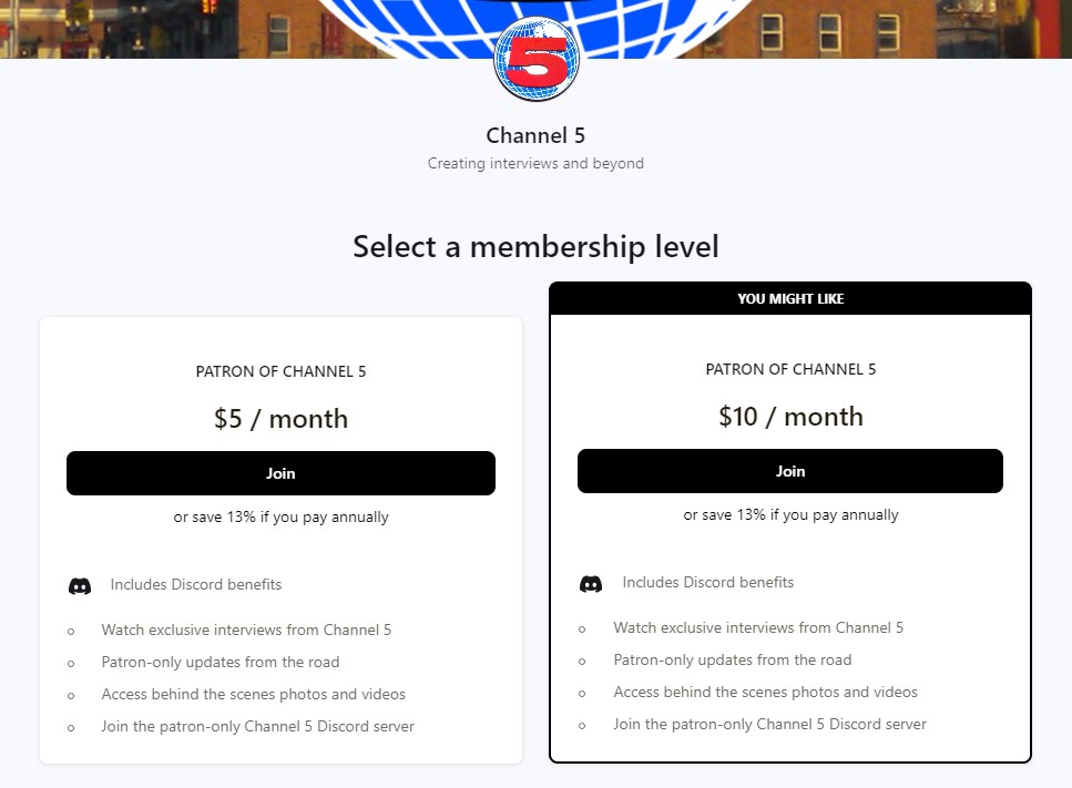 channel 5 patreon page